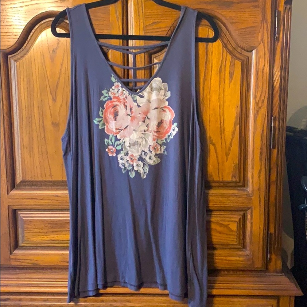 Torrid Super Soft Knits 3x blue and floral tank